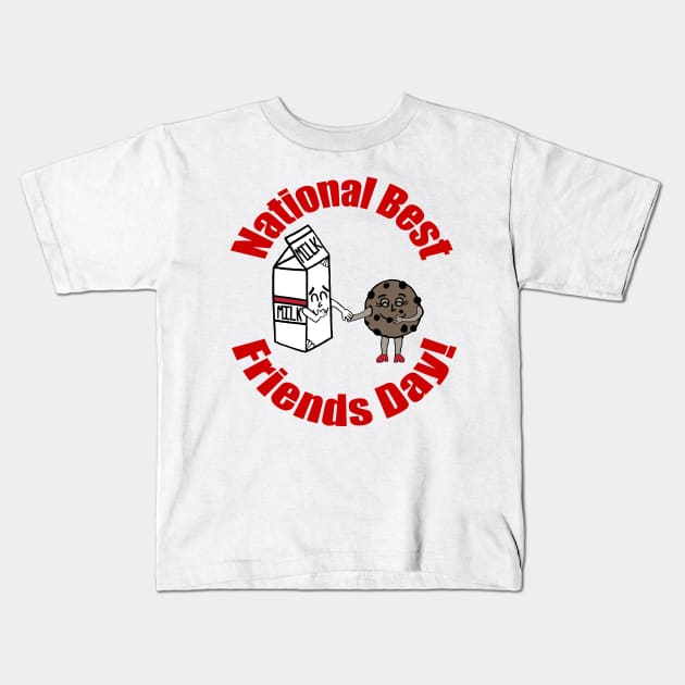 National Best Friends Day Milk and Cookies Kids T-Shirt by BlakCircleGirl